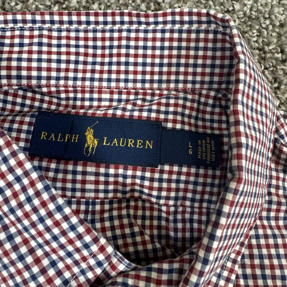 Ralph Lauren Men's L Red Plaid Long Sleeve Button Front Shirt - Picture 3 of 7